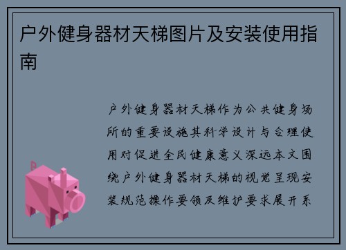 户外健身器材天梯图片及安装使用指南